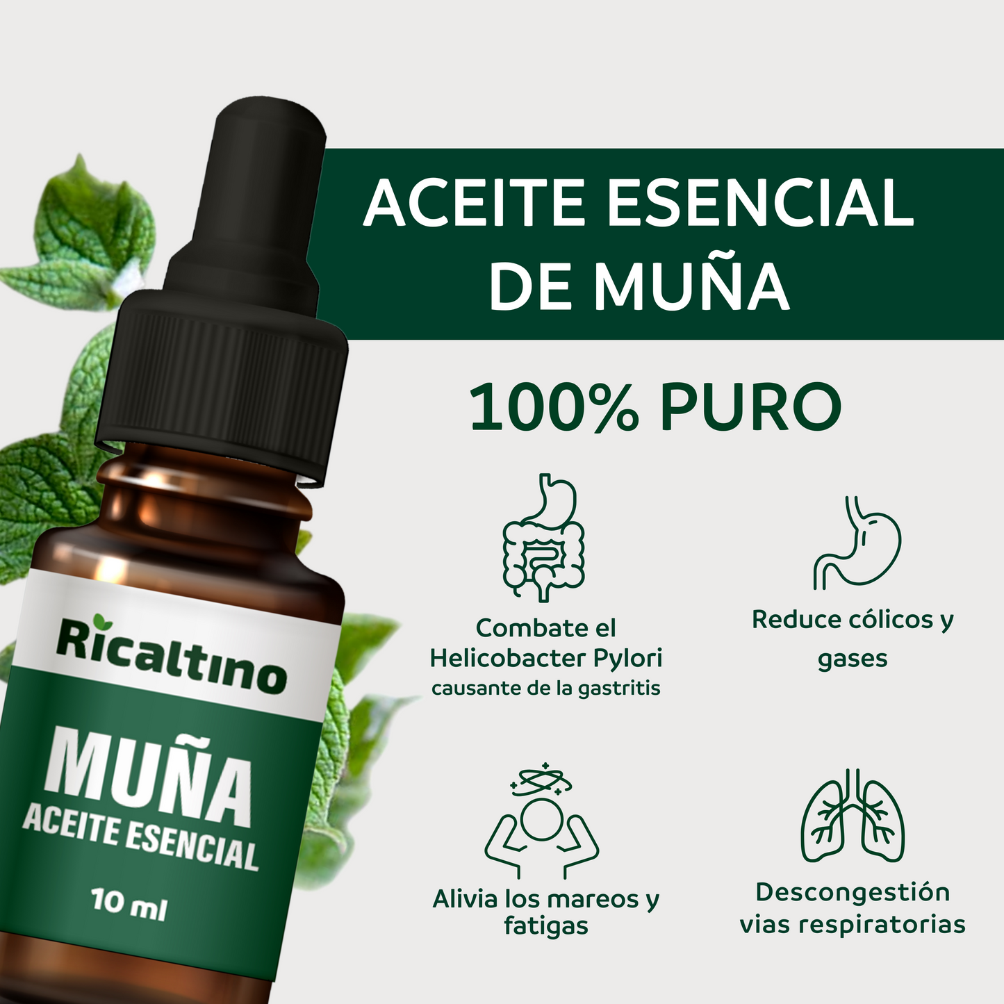 Aceite Esencial de Muña 100% puro Ricaltino 10ml