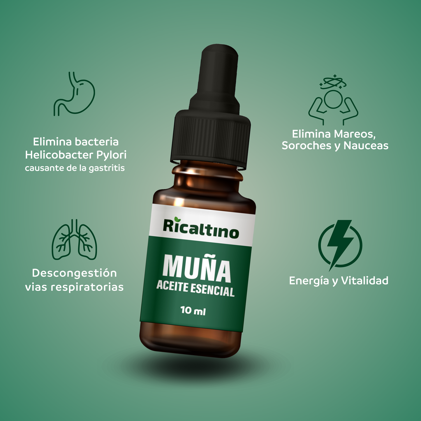 Aceite Esencial de Muña 100% puro Ricaltino 10ml