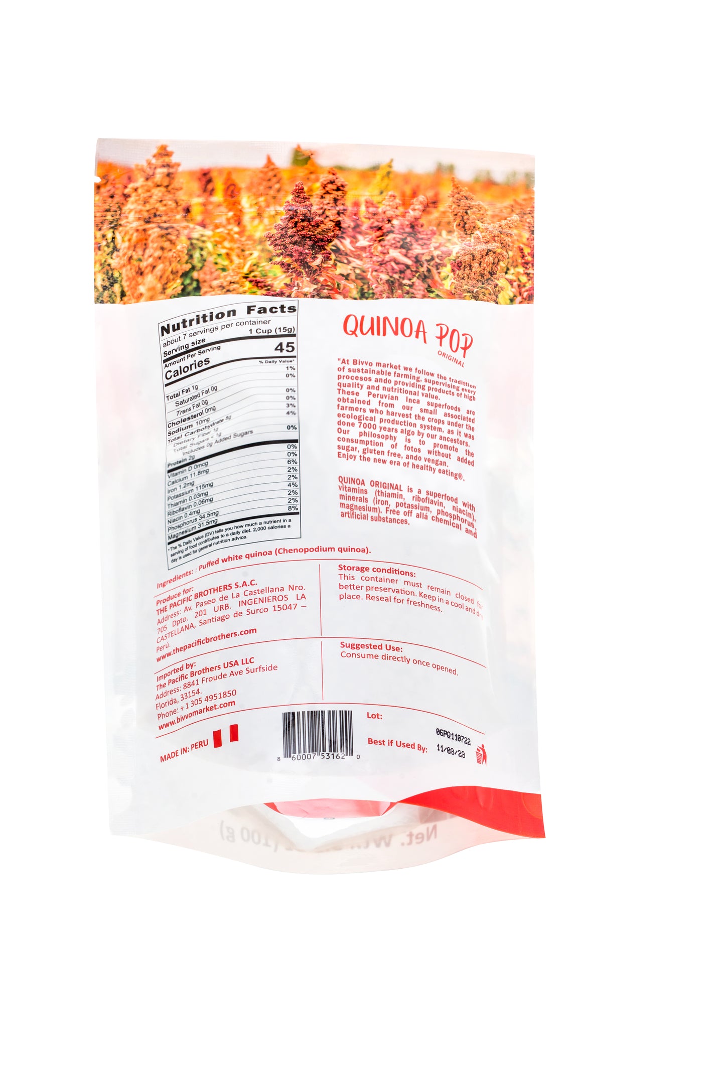 Cereal de Quinua Pop Original Bivvo Market 100g