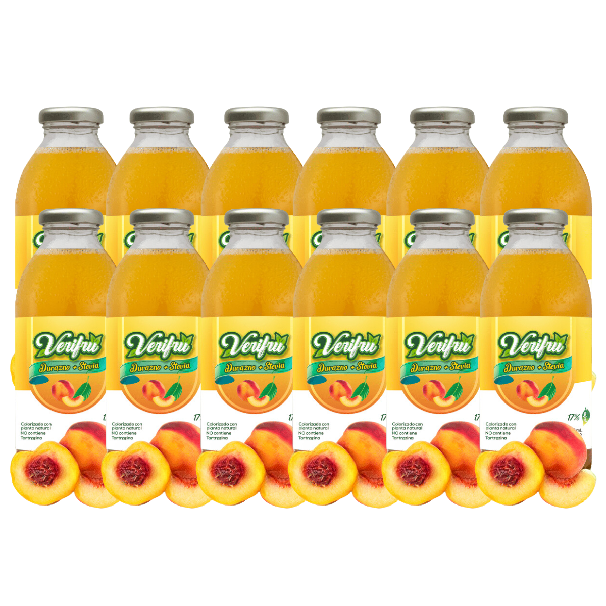 Bebida de Durazno con Stevia Verifru Pack 12 x 475ml