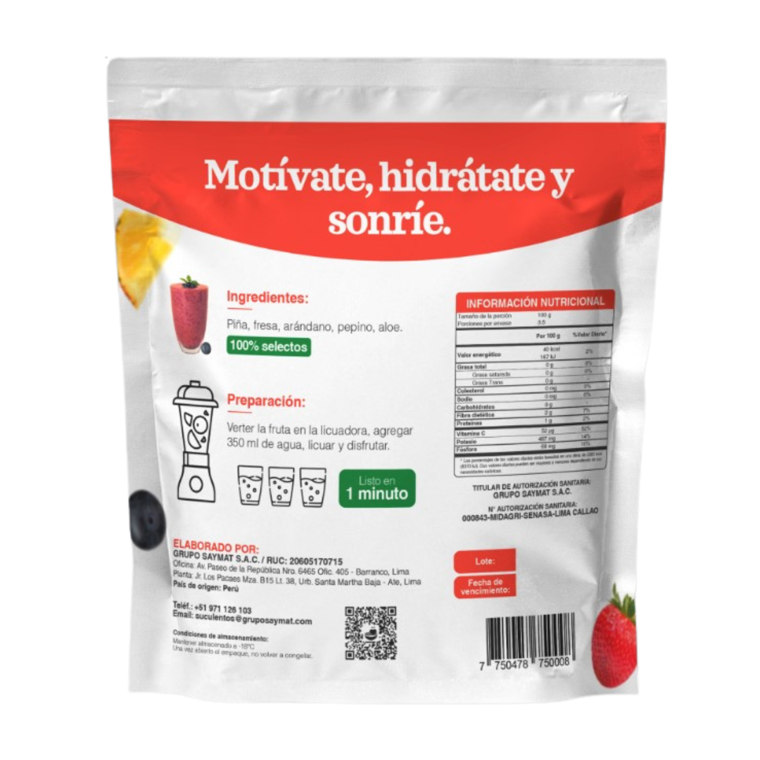Mix Hidratante combinación de Piña, Fresas, Arándanos, Pepino y Aloe SUCULENTOS 350gr