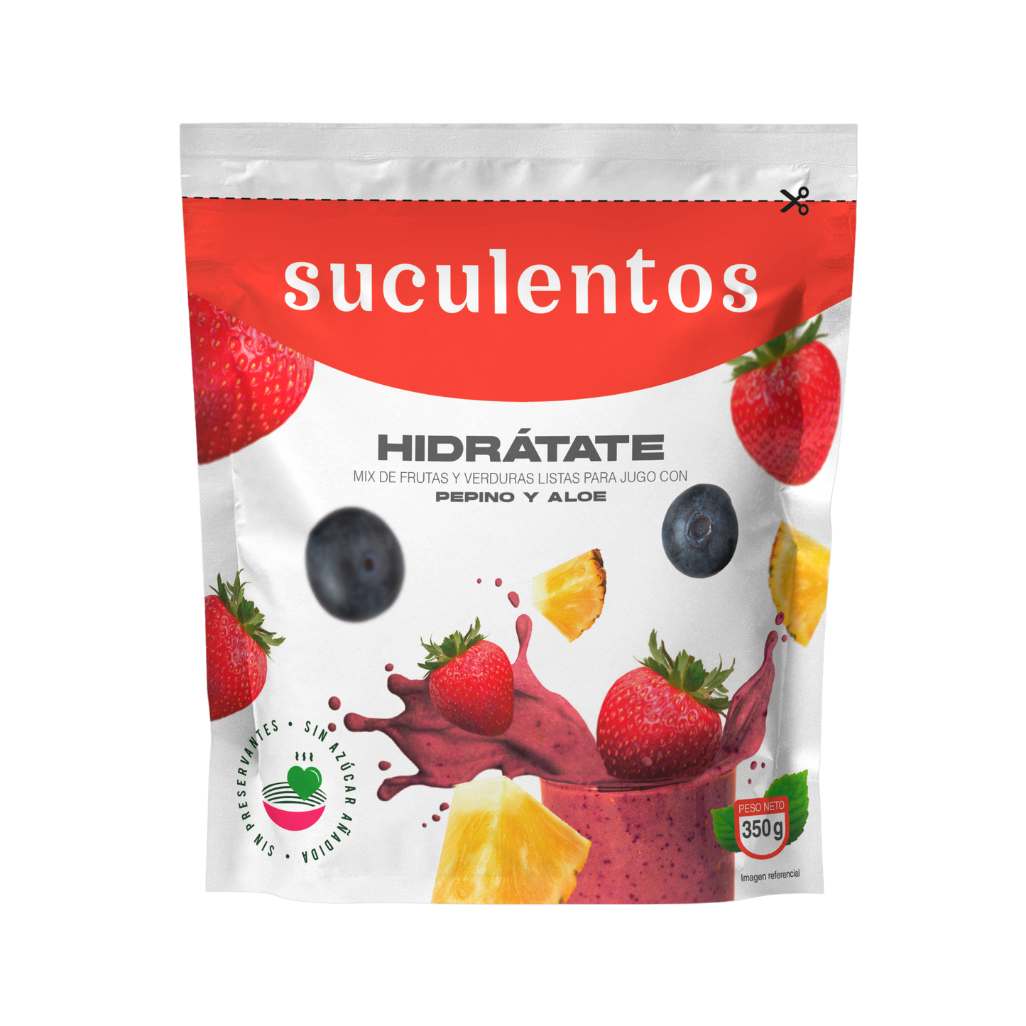 Mix Hidratante combinación de Piña, Fresas, Arándanos, Pepino y Aloe SUCULENTOS 350gr