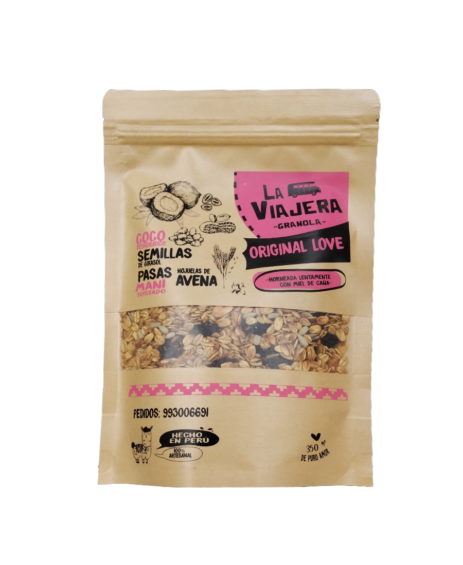 Granola Artesanal Pasas morenas, Coco Deshidratado, Semillas de Girasol, Pasas, Hojuelas de Avena, Mani Tostado, Miel de caña 350g