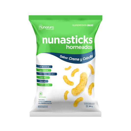 Snacks Superfoods Crema y Cebolla NunaStick tira x 6und