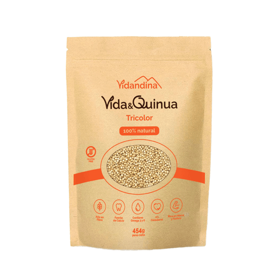 Quinua Tricolor 100% Natural Perlada Doy Pack  VIDANDINA  454g