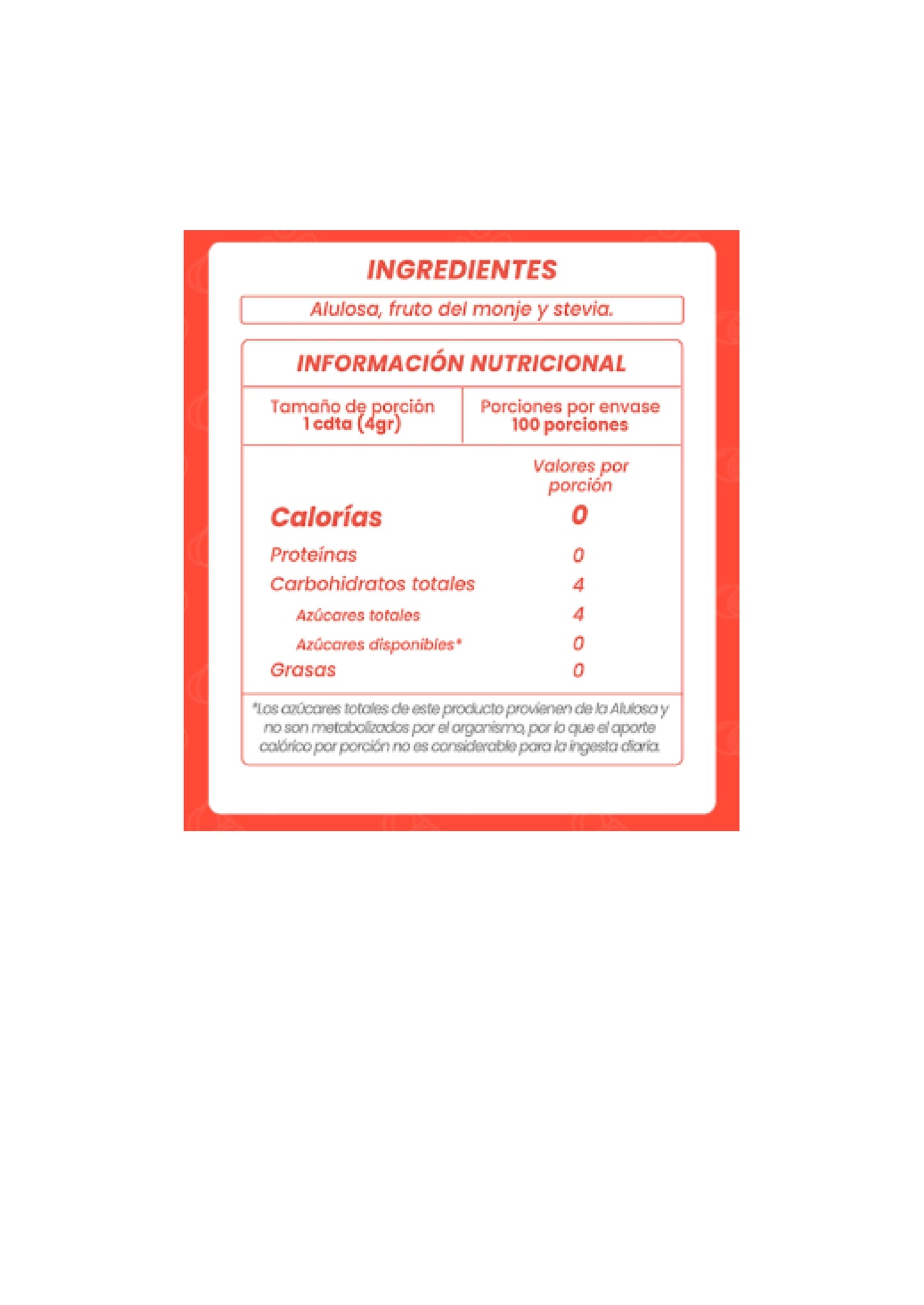 Endulzante premium de alulosa sin calorias Alleluia  120gr (30 scht x 4gr)