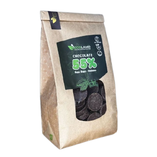 Monedas de Chocolate Huanuco 55% cacao Ecolamd bolsa 500g