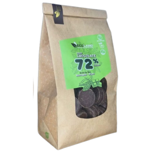 Monedas de Chocolate Piura Dark 72% Cacao Ecolamd bolsa 500g