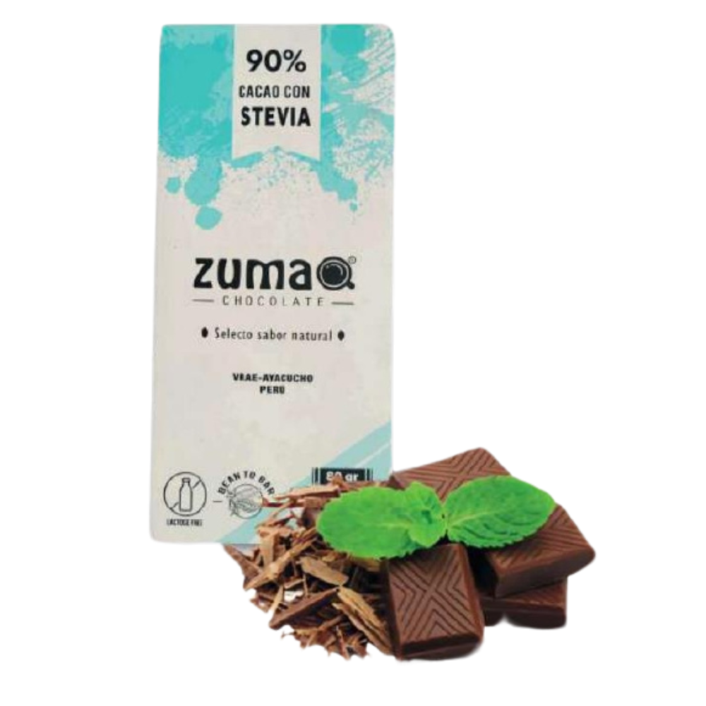 Chocolate 90% Cacao Bitter con Stevia Zumaq 40gr