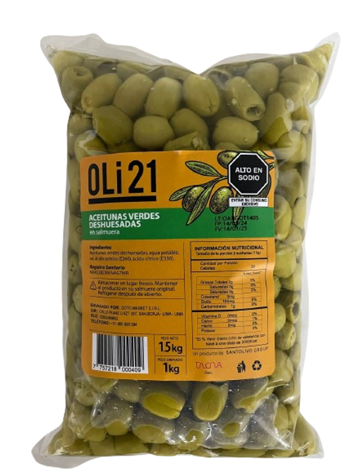 Aceituna Verde Deshuesada OLI21 1 Kg Bolsa