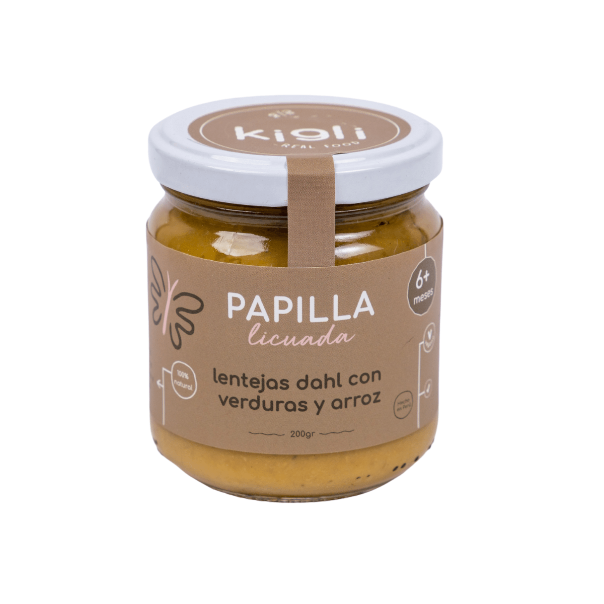 Papilla licuada lentejas dahl, verduras y arroz kigli 200g