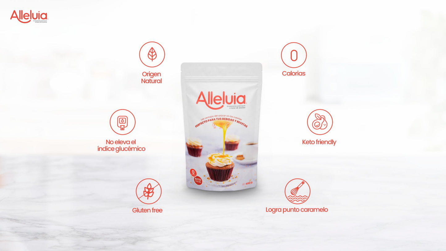 Endulzante premium de alulosa sin calorias Alleluia  120gr (30 scht x 4gr)