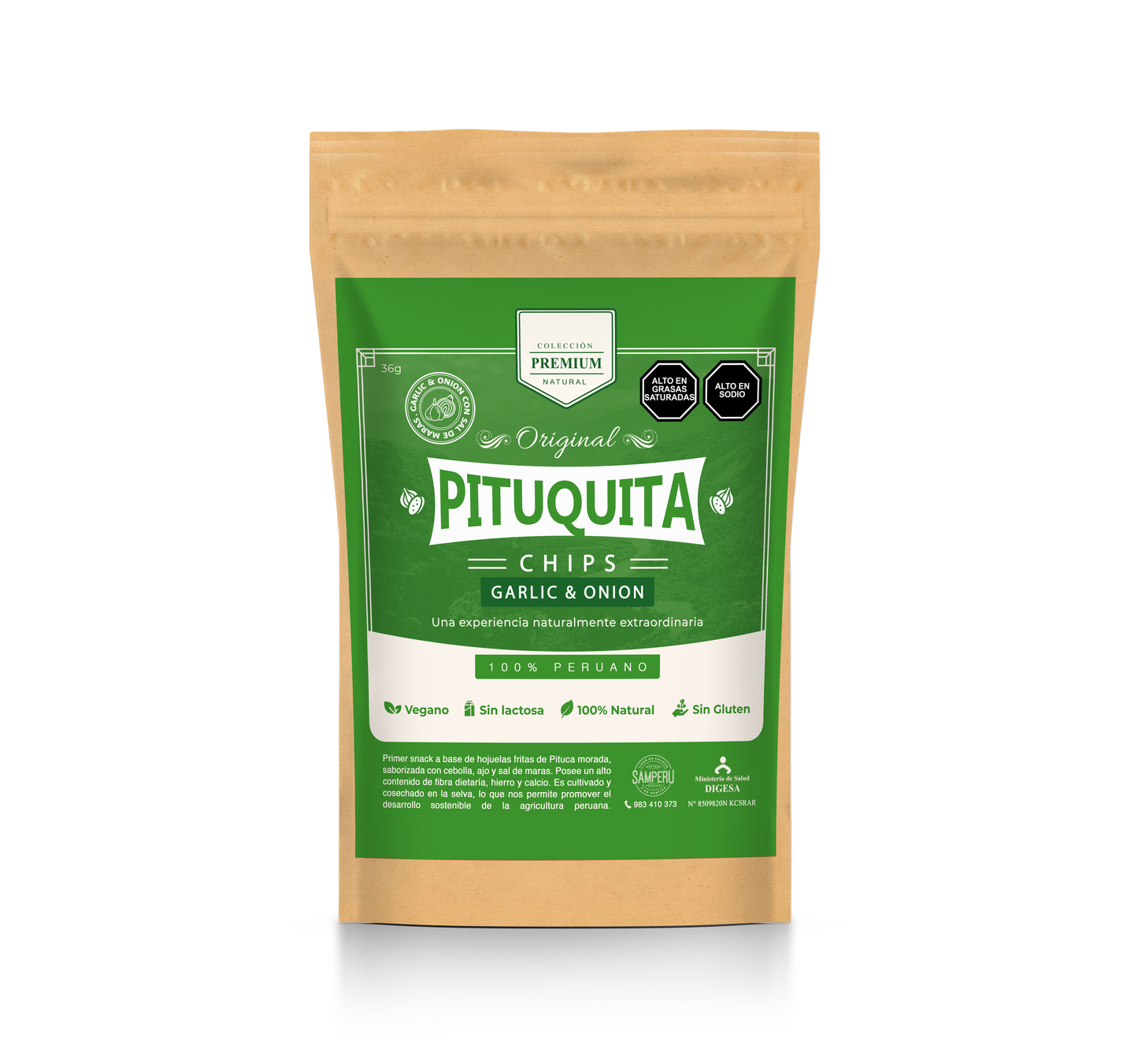 Pituca Chips Garlic y Onion 36 gr