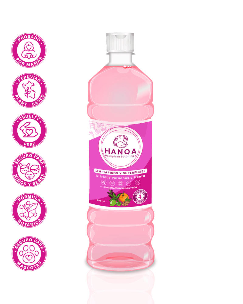 LimpiaPisos y Superficies de Cítricos Peruanos y Menta Hanqa 900ml